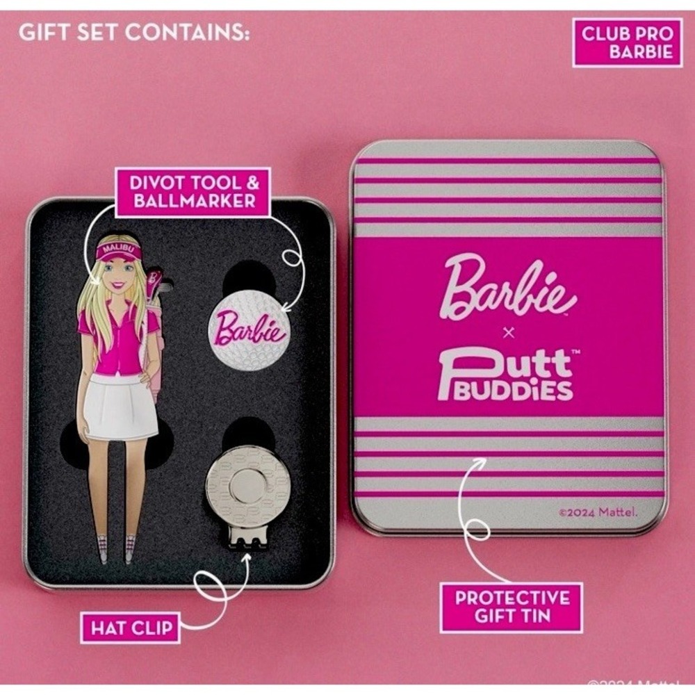 Club Pro BARBIE Putt Buddies Collectible Tin Divot Repair Tool Golf Ball Marker